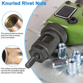 M METERXITY 20-Pack 3/8"-16 UNC Rivet Nuts, Carbon Steel Knurled Flat Head Threaded Insert Nuts for Sheet Metal/Pipe Manufacturing, Color-Plated Zinc Knurled Rivet Nuts