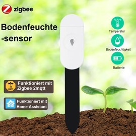 Haozee Intelligent Soil Moisture Sensor, Zigbee Hub Required, Precise Measurement, Capacitive Sensor, Moisture/Temperature Meter for Garden Planting, Compatible with Home Assistant Zigbee2m