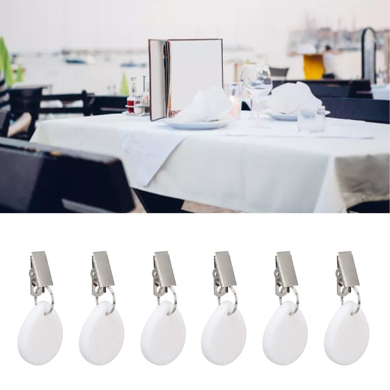6Pcs Tablecloth Weights Marble Stainless Steel Small Size Waterproof Rustproof