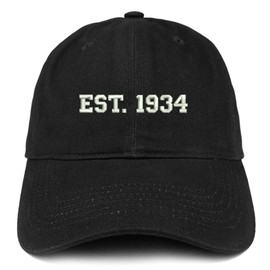 Trendy Apparel Shop EST 1934 Embroidered - 91st Birthday Gift Soft Cotton Baseball Cap - Black