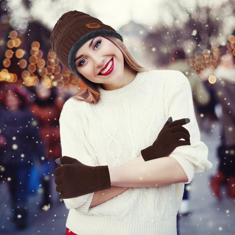 Vabean 48 Set Gloves and Beanies, Magic Touchscreen Gloves Winter