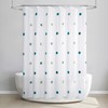 Allure Home Creation Dots Fabric Shower Curtain Pom Poms on