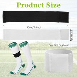 Grevosea 4 Pcs Soccer Shin Guard Straps, Adjustable Shin Guard Sleeves Holders Football Sock Bands Shinguard Stays for Kids Youths Adults Sports Running (Black, White)