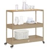vidaXL 3-Tier Bar Cart - Beige/Brown Poly Rattan & Acacia