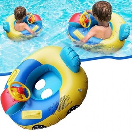 Kids' Inflatable Swim Boat with Steering Wheel, Horn, and Seat Ring CHLF2212 29cm + 75cm 5ea