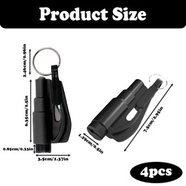 EnweiBingshi 4 Pcs Car Window Breakers, Seat Belt Cutter, Emergency Keychains, 2-in-1 Car Escape Tool——Mini Safety Hammer and Seatbelt Cutter for Land and Underwater