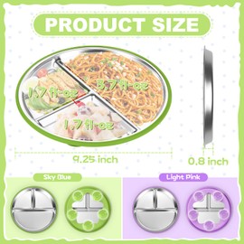 OVV Stainless Steel Kids Plates (2 Pack) – 9 Inch Toddler Divided Plates with ﻿Removable Silicone Sleeves & 5 Suction Cups Baby Self Feeding | Mess-Free Mealtime | Dishwasher Safe