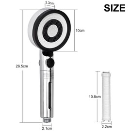 Zoutpy Hochdruck-Duschkopf mit 4 PP-Filter & 5 Spr1hfunktionen - Wassersparende Handbrause mit handlicher Chrom-Optik, Stopp-Funktion (Ohne Schlauch & Halterung)