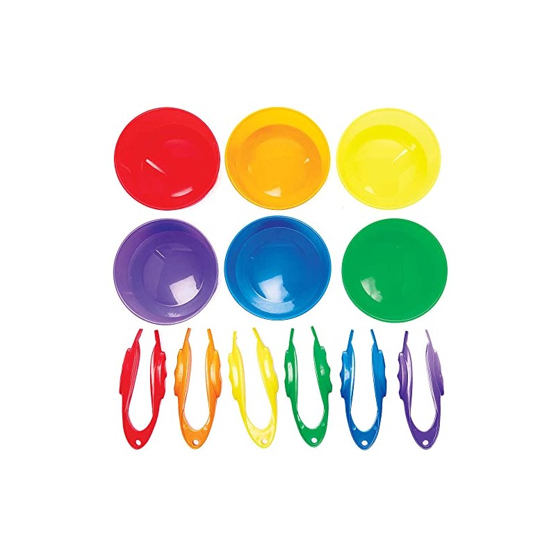 Baker Ross FC936 Plastic Tweezers and Sorting Trays, 6 Pack,