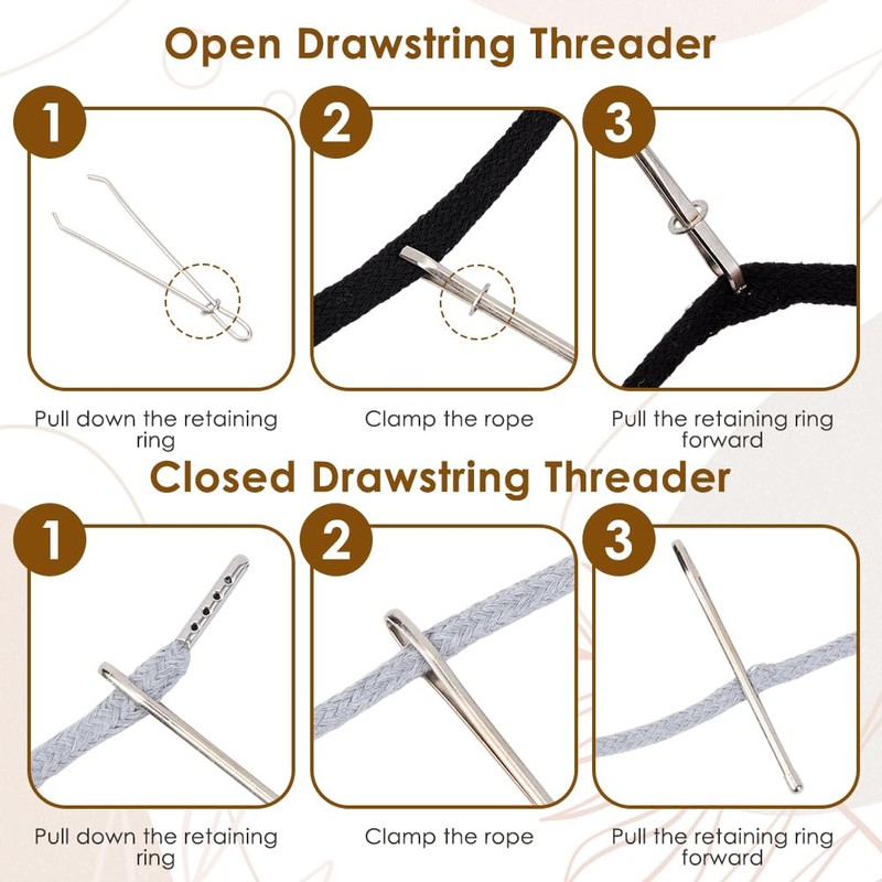 CABODYALS 12Pcs Draw String Clip Sewing Loop Turner Hooks Tool