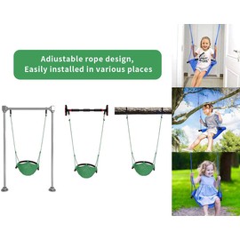ROPECUBE Hand-Knitting Toddler Swing, Swing Seat for Kids with Adjustable Ropes, Little tikes Swings Set, for Outdoor Indoor, Playground, Backyard (Green)