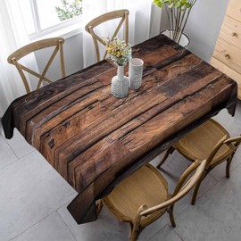 LoLo UoUo Dark Wood Table Cloth Rectangle Vintage Natural Wooden Board Kitchen Table Cover Decorations for Home Dinner Party Outdoors Picnic 60x84 Inch