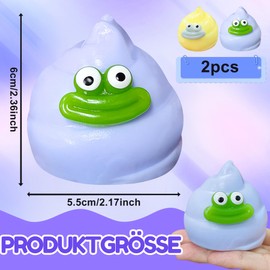 Pack of 2 Taba Squishy, Poo Monster Anti-Stress Ball, Squishy Fidget Stress Relief Ball, Stress Ball Toy, Funny Anti-Stretchy for Adults and Children, Sensory Against ADHD Autism (Purple Yellow Poo)