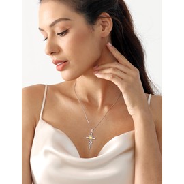 YL Stethoscope Cross Necklace Sterling Silver Doctor Nurse Medical Pendant RN Registered Created Topaz Jewelry for Women