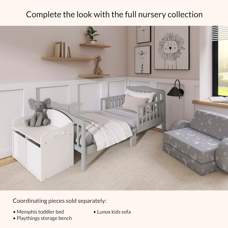 Dream On Me Classic Design Toddler Bed in Cool Grey,