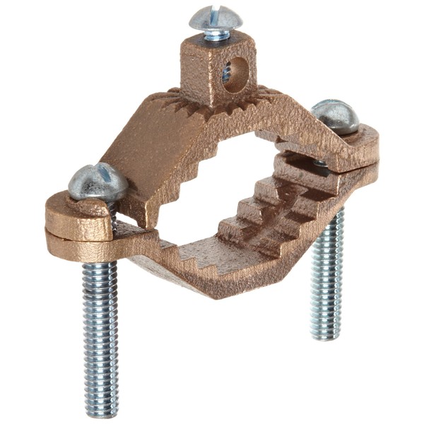 Morris Products 91662 Ground Pipe Clamp, With Adaptor Serrations, 2-10 Wire Range, 1-1/4" - 2" Water Pipe Range