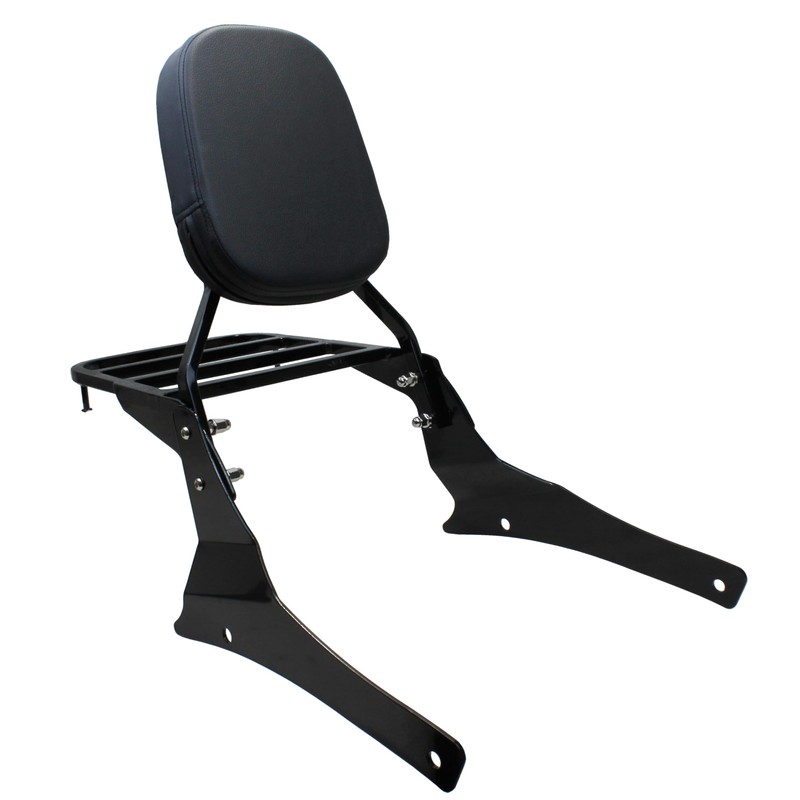 YHMOTO Black Passenger Backrest Sissy Bar with Luggage Rack for