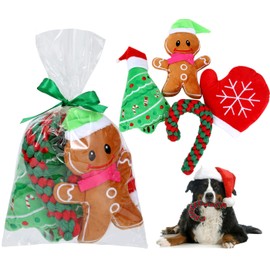 PICKUPIK Christmas Dog Toy Pack of 4 for Small Medium Dogs, Xmas Gift Set for Dog
