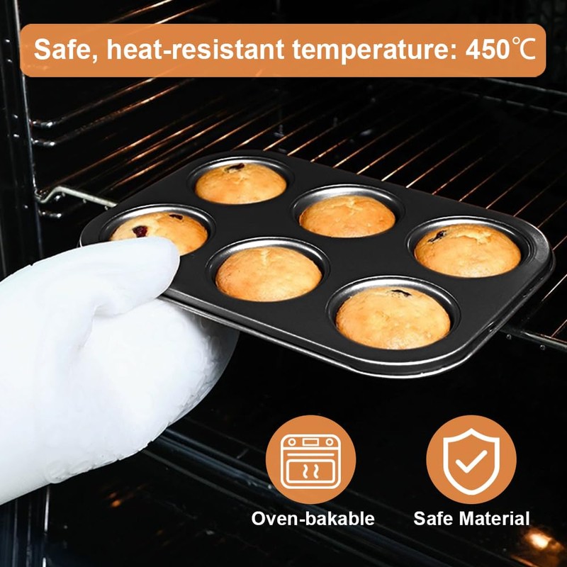 ASBAYSON 2 Packs Premium Steel Muffin Pan for Baking, Round
