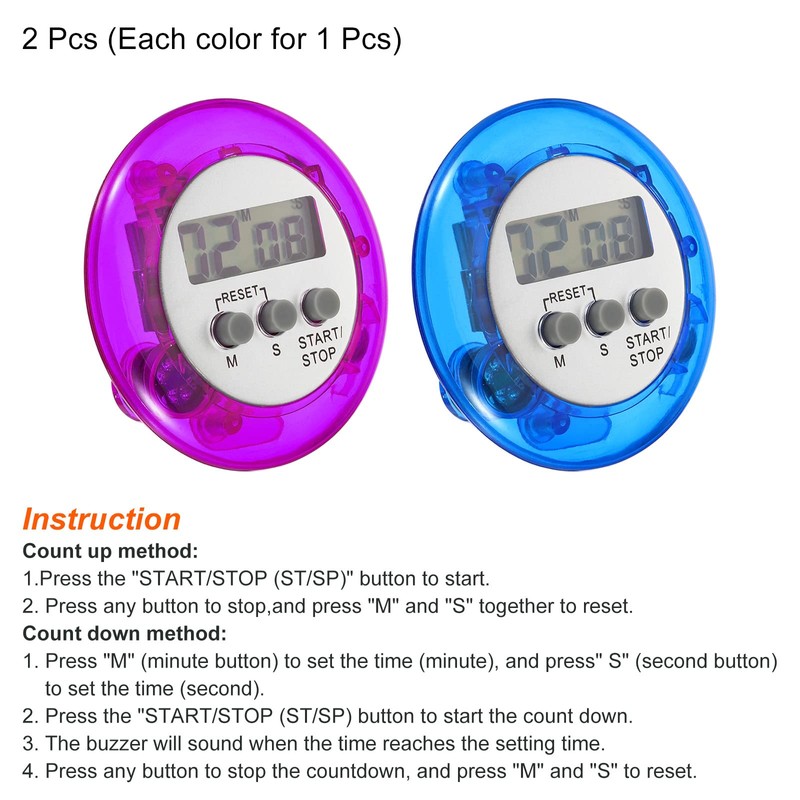 PATIKIL Round Digital Timer, Small Count Down/UP Clock with Magnetic,