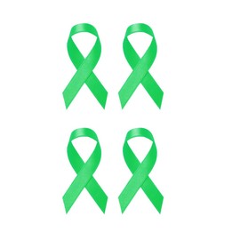 Set of 4 x Green Ribbon Iron on Screen Print Transfer Mental Health Awareness Patch Badge Green Ribbon
