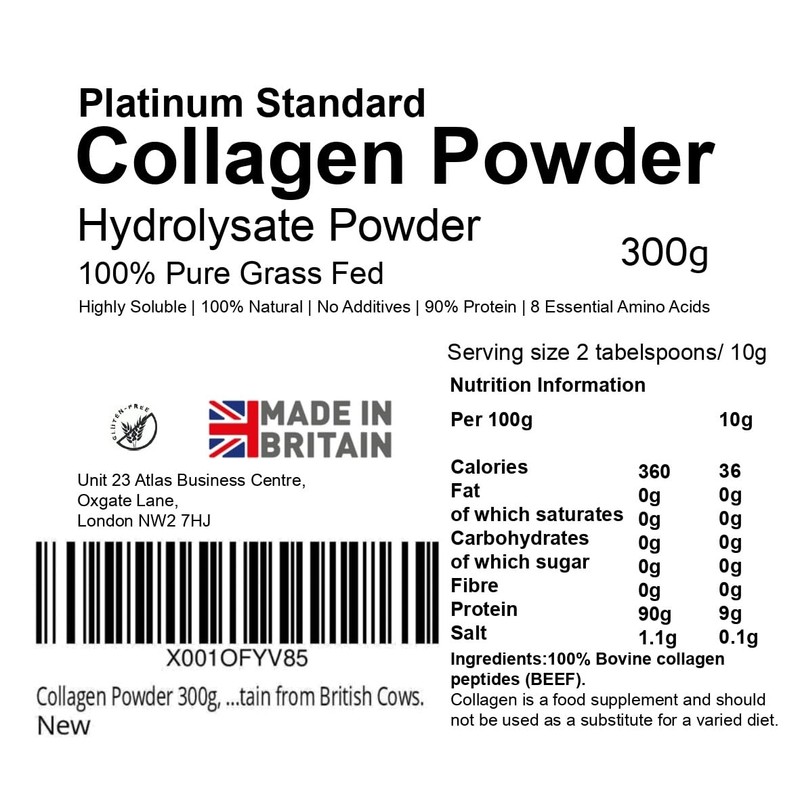 Collagen Powder 300g, 100% Pure Unflavoured, Grass Fed, Platinum Standard,