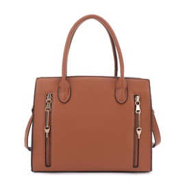 JESSIE & JAEMS Concealed Carry Purse for Women Satchel Concealed Carry Bag with Adjustable Shoulder Strap_Tan