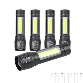 Hilngav 5 Pack Mini Small Pocket LED Flashlight USB-C Rechargeable High Lumens Bright Powerful EDC Flash Lights - Aluminum Handheld Flashlight Bulk for, Portable Camping Christmas Gifts