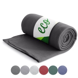 wometo Eco Fleece Blanket Made from 100% Recycled Material + OekoTex and GRS Certified 130 x 160 cm Approx. 400 g Dark Grey with Anti-Pilling and Ribbed Edge