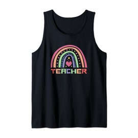 Colorful Rainbow Heart Design for Teachers Tank Top
