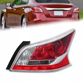 MOSTPLUS Halogen Tail Lights Compatible for 2013 2014 2015 Nissan Altima Sedan OE Brake Light Assembly Chrome Housing Clear Lens Rear Lamp Right Passenger Side w/o bulb