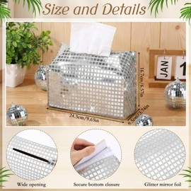 1 Pc Silver Disco Ball Tissue Box Cover, Extra Large