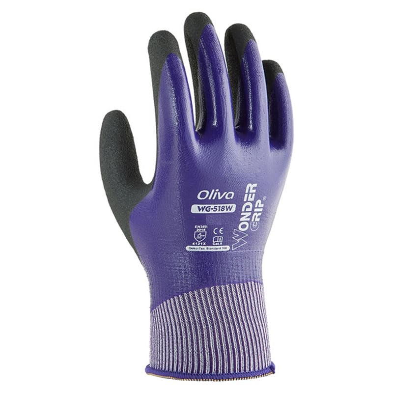 Uniworld WG518W Wonder Grip Oliva Purple XL Nitrile Coated Gloves
