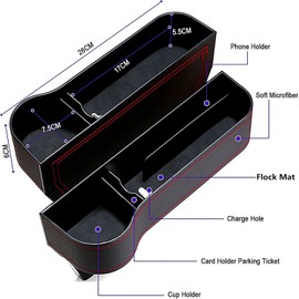 2PCS Car Seat Gap Filler Organizer, Multifunctional Car Seat Organizer, Auto Console Side Storage Box with Cup Holders, Car Organizer Front Seat for Phone, Keys, Sunglasses