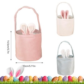 Easter Basket with Handle – Pack of 3 Easter Basket Children Easter Nests for Filling, Easter Bag Rabbit with Ears for Filling, Easter Nest Basket Easter Bag Easter Gift Bags for Easter Decoration