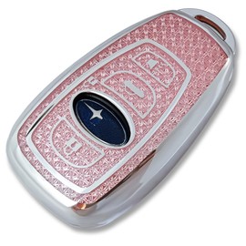 RFSRZ Fits for Subaru Key Fob Cover, for 2025 2024 2023-2014 BRZ Legacy Outback Ascent Crosstrek Forester WRXSoft Full Protection Key Shell Case, Bling Crystal, Car Key Protector for Women (Pink)