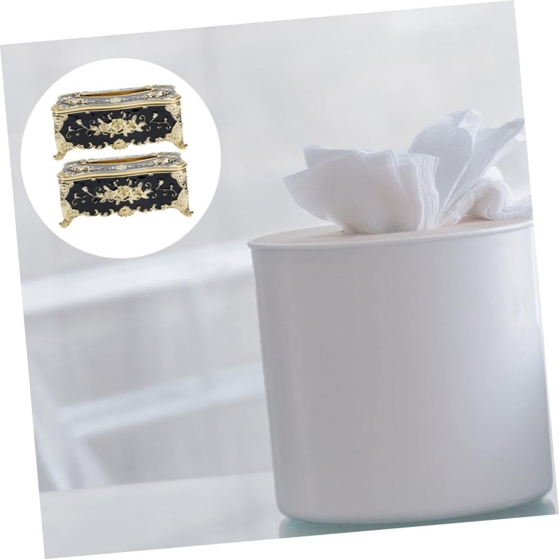 KONTONTY Stylish Black Rose Tissue Box Heavy Duty Decorative Paper