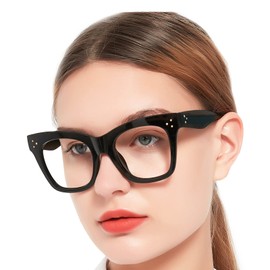 OCCI CHIARI Bifocal Reading Glasses Women 1.25 Oversized Blue Light Blocking Readers 1.0 1.25 1.5 1.75 2.0 2.25 2.5 2.75 3.0 3.5 (Black,1.25)