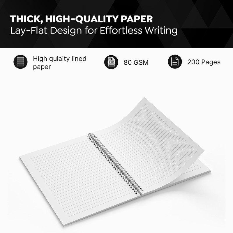 delka A5 Wirebound Notebooks, Ruled Pages, Durable Spiral Binding, Premium