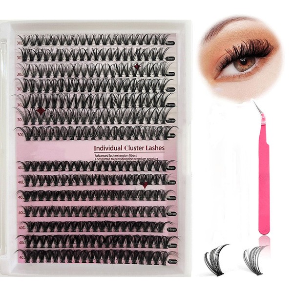 Fluffy Eyelash Extension Kit Thick Cluster Lashes Mink 9-16MM CC