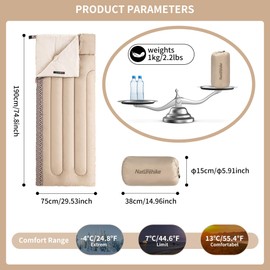 Naturehike Sleeping Bags for Adults & Kids Sleeping Bag 3-4 Season Ultralight Backpacking Warm Sleeping Bag Lightweight Compact, Single Adult Girls Boys Winter Sleep Camping(Cream Left)