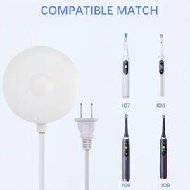 Jantoy Charger Compatible with Braun Oral B iO Base Series7, 8, 9 Electric Toothbrush Charging, Replacement 3768 Magnetic Power Supply Cord (White)
