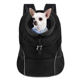 WOYYHO Pet Dog Carrier Backpack with Storage Pockets Small Dog Front Backpack Adjustable Straps Dog Backpack Breathable Dog Front Carrier with Safety Belt for Travel Hiking Cycling Outdoor Use