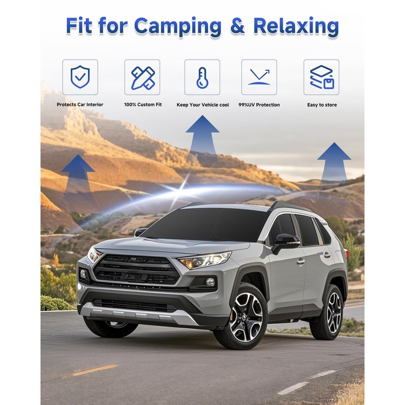 8PCS Window Shades for Toyota RAV4(2019-2024) Accessories – Full Coverage
