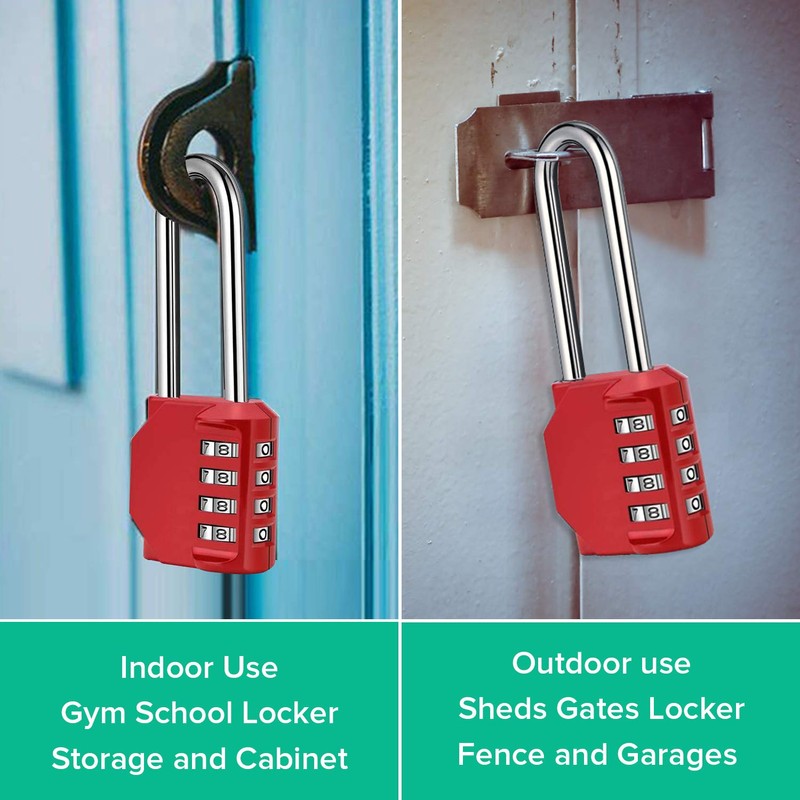 Combination Padlock Heavy Duty Lock - BeskooHome[2Pack] 2.5inch Long Shackle