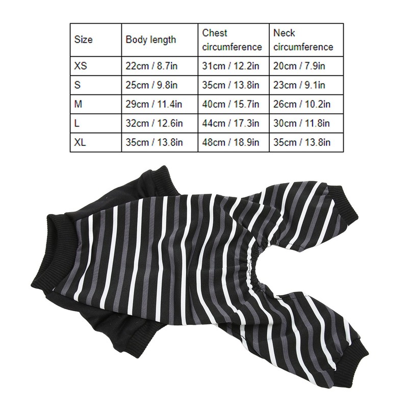 Dog Pajamas Warm Comfortable Stretchy 4 Legs Striped Dog Pajamas