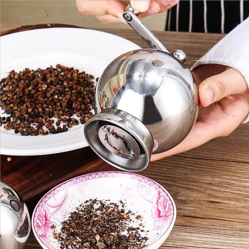Pepper Grinder with Long Crank 304 Stainless Steel Round Hand