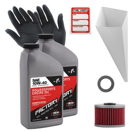 Factory Racing Parts Full Synthetic Oil Change Kit compatible with Kawasaki KLX250S, KLX230, KLX230R, KLX250S, KLX250H, KLX250S, KLX250SF (KLX250W), KLX300R – Includes 2 Quarts of SAE 10W-40 Oil