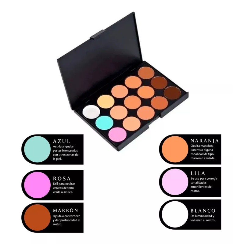 Universo en Linea Paleta De 15 Correctores Premium Maquillaje Alta
