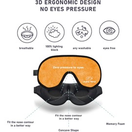 Sleep Mask for Kids with Blockout Light - Memory Foam 3D Contoured Eye Mask - Eye Cover & Travel Sleep Mask, Blindfolds for Kids, Girls, Boys (Orange)